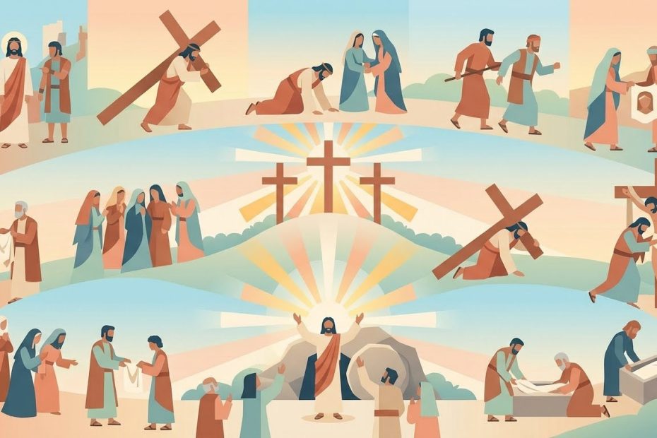 Kreuzwegstationen (15 stat.) - Illustration prière catholique